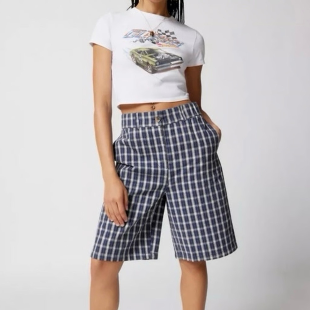 Urban Outfitters Blue Plaid Women Shorts